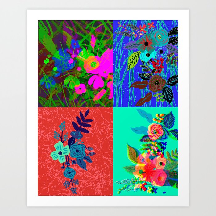 Neon Flowers Art Print