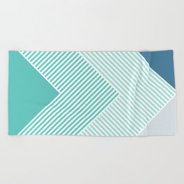 Teal Vibes - Geometric Triangle Stripes Beach Towel