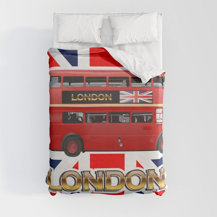 Red Londn Bus Duvet Cover