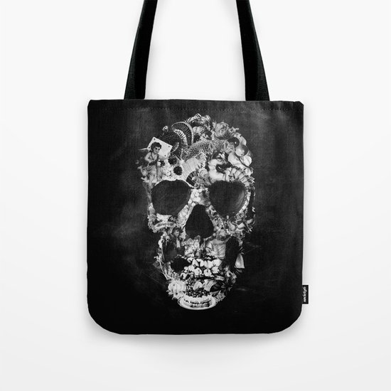 Vintage Skull BW Tote Bag