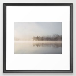 Misty Morning By The Lake Framed Art Print