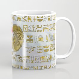 Egyptian Scarab Beetle Gold and Ruby Stone Coffee Mug