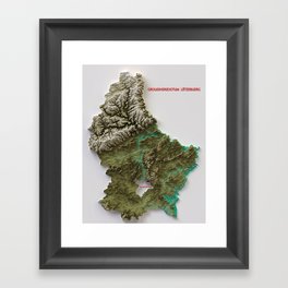 Luxemburg shaded relief map Framed Art Print