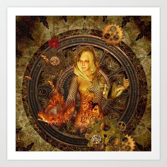 Wonderful steampunk lady Art Print