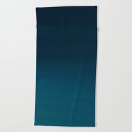 Navy blue teal hand painted watercolor paint ombre Beach Towel