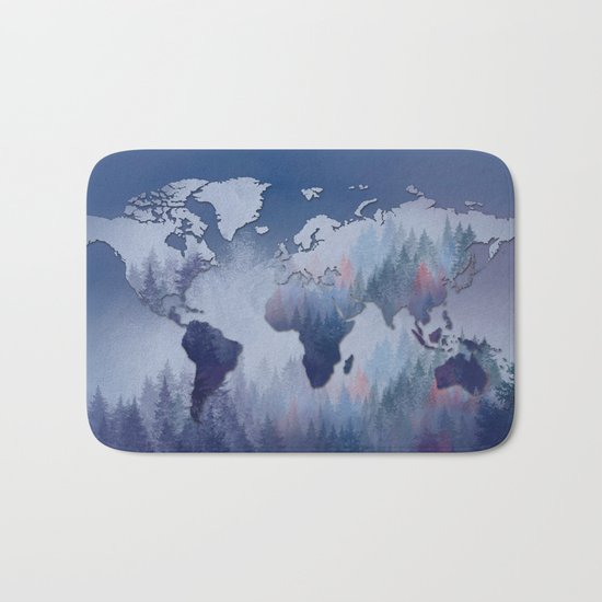 world map forest 5 Bath Mat