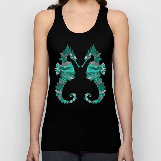 Seahorse – Silver & Turquoise Unisex Tank Top