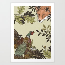 Fox & Pheasant Art Print