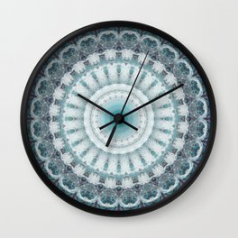 Flowery mandala in blue and gray tones Wall Clock