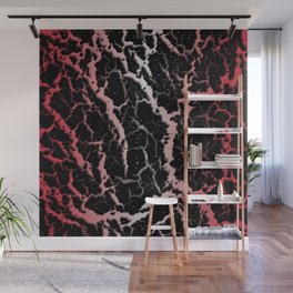 Cracked Space Lava - Coral/White Wall Mural