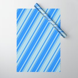 [ Thumbnail: Blue & Light Blue Colored Lines/Stripes Pattern Wrapping Paper ]