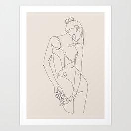 ligature - one line art - pastel Art Print | Woman, Body, Nude, Sexy, Pastel, Line Drawing, Blackwhite, Line, Minimal, Girl 