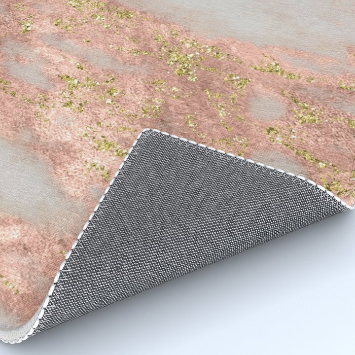Rose Gold Marble With Yellow Gold Glitter Rug By