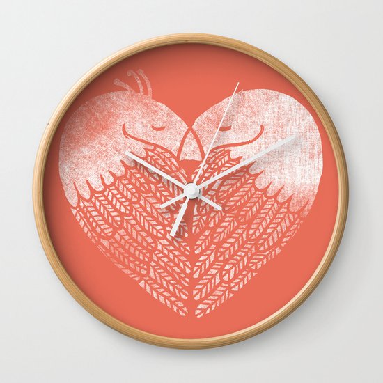 Love birds sitting on a tree Wall Clock