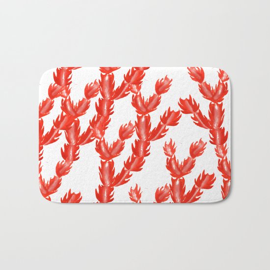 Pink Succulent Pattern Bath Mat