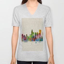 Chicago City Skyline V Neck T Shirt