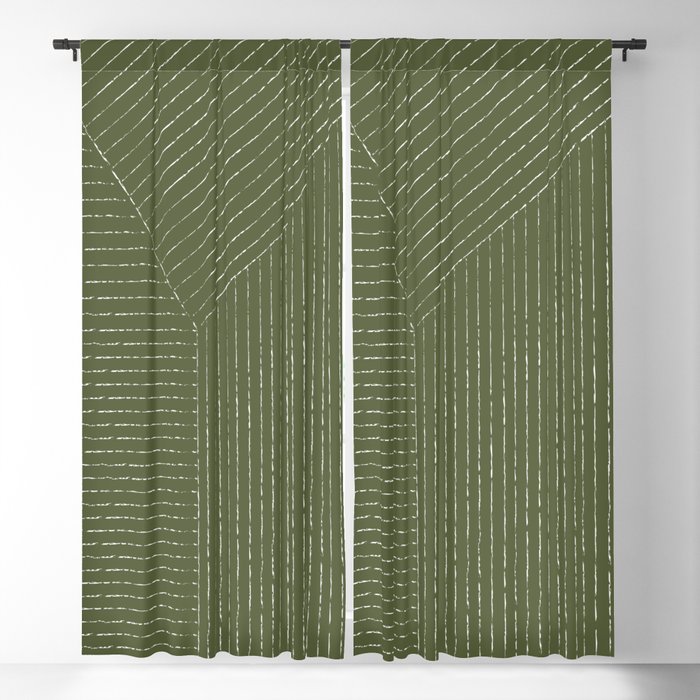 Lines (Moss Green) Blackout Curtain