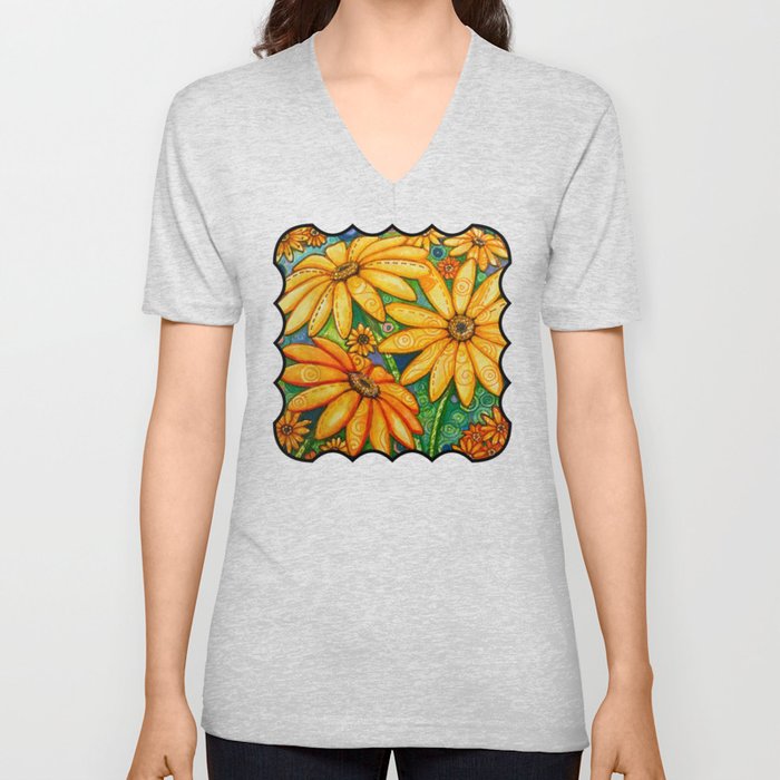 African Daisies Bloom Dilly Dilly V Neck T Shirt