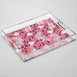 Tigers Coral Pink Blue Acrylic Tray