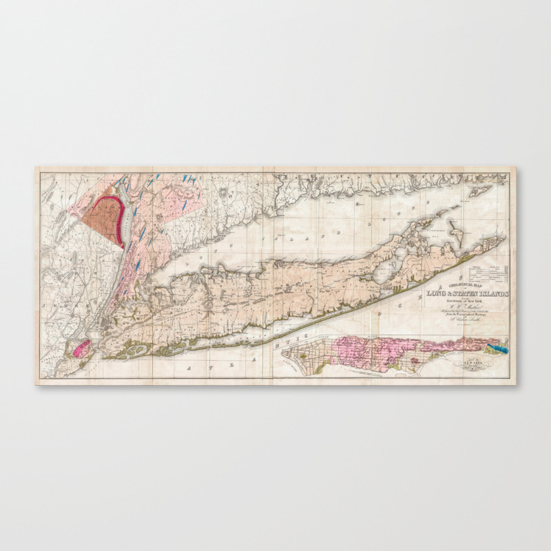 1842 Mather Map Of Long Island New York Canvas Print