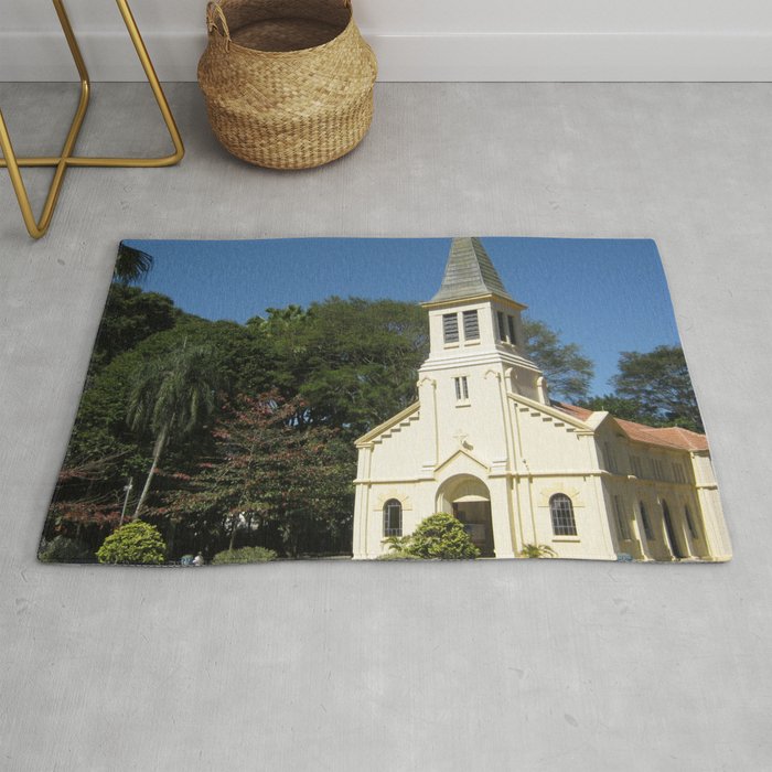 Brazil Photography - White Church In The Brazillian Forest Rug