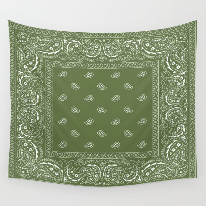Bandana - Paisley - Classic Green  Wall Tapestry