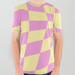Distorted Groovy Strawberry Banana Gingham All Over Graphic Tee