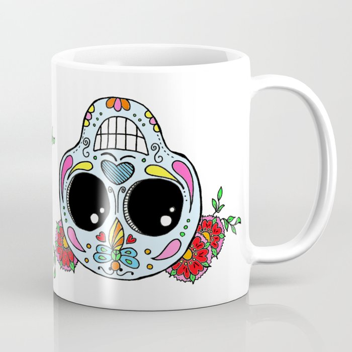 Sugar skull with flowers and bee Coffee Mug
