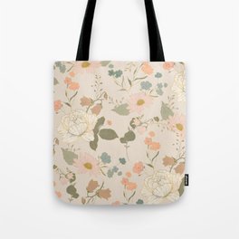Boho Floral Hand Drawn Art Line Drawings Gold - Cashmere Tote Bag