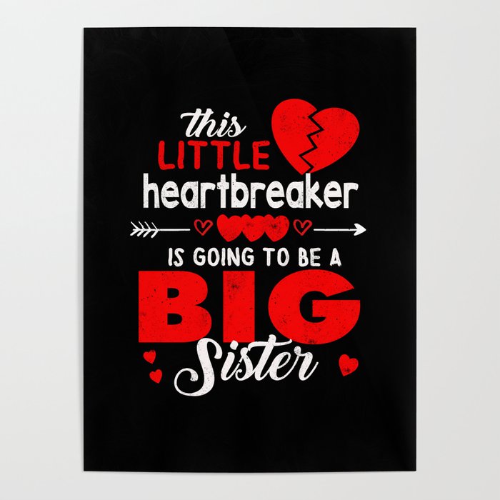 Sister Baby Reveal Hearts Day Valentines Day Poster