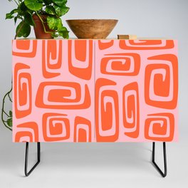 Mid Century Modern Cosmic Abstract 528 Orange and Pink Credenza
