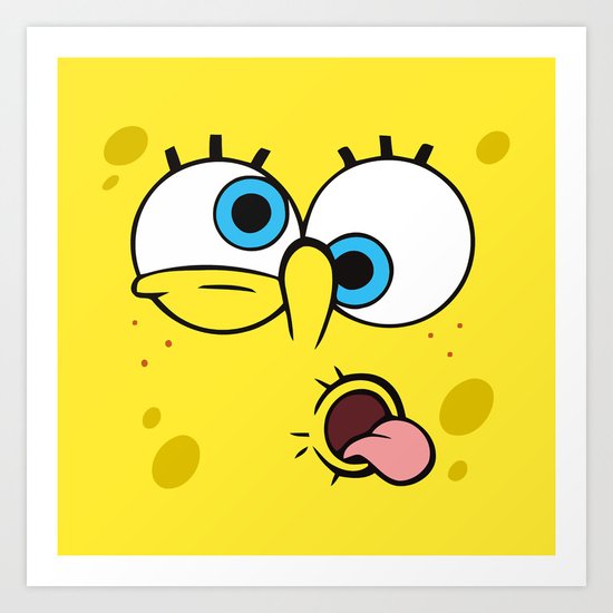 Spongebob Crazy Face Art Print