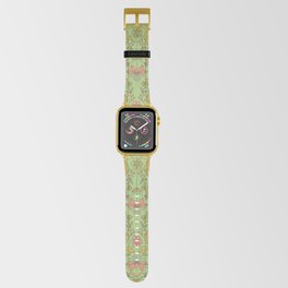 Chantilly Spring Floral Moss Green Pink Symmetrical Seamless Flower Pattern Design Apple Watch Band