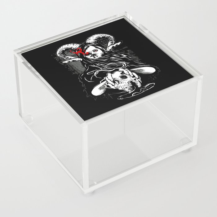 Devil Horror Skull Illustration Acrylic Box