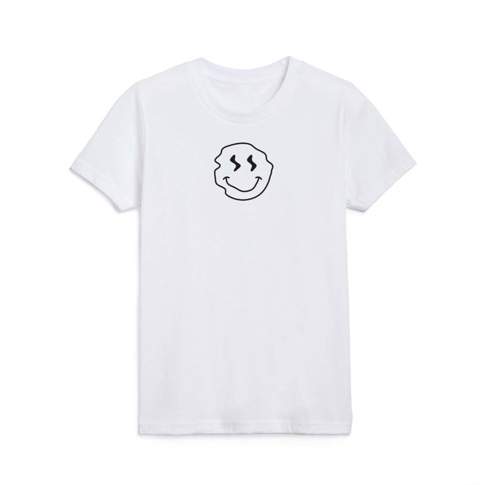 Wonky Smiley Face - Black and Cream Kids T Shirt