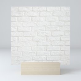 white washed brick wall  light white stone brick  Mini Art Print