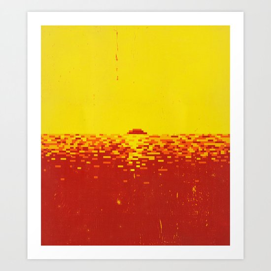 Sunset Pixels Art Print