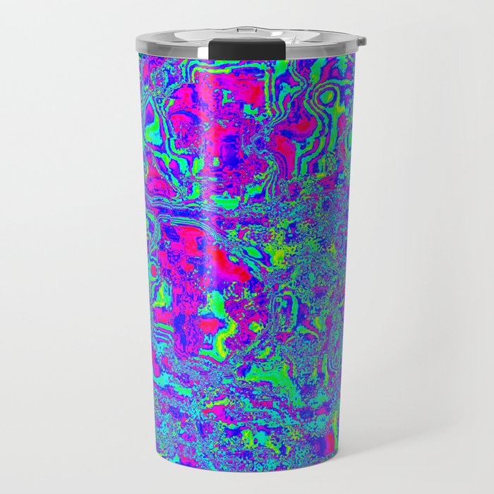 Cool Colors and Pink Psychedelic Design Travel Mug