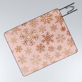 Snowflakes collection _ Blush Pink & Rust Copper  Picnic Blanket