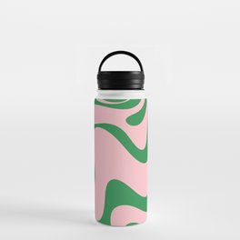 Retro Liquid Swirl Abstract 2 in Pink and Green Water Bottle