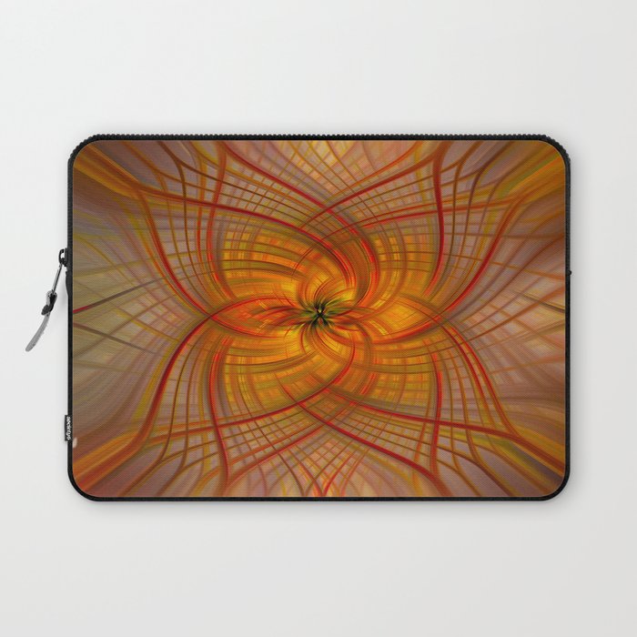 Red & Orange Symmetrical Twirl Digital Abstract Art Laptop Sleeve