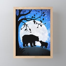 Moon and bears Framed Mini Art Print