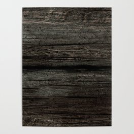 Grunge dark wood board Poster