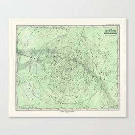 1872 Astrological Vintage Map of North Sky Star Chart Canvas Print