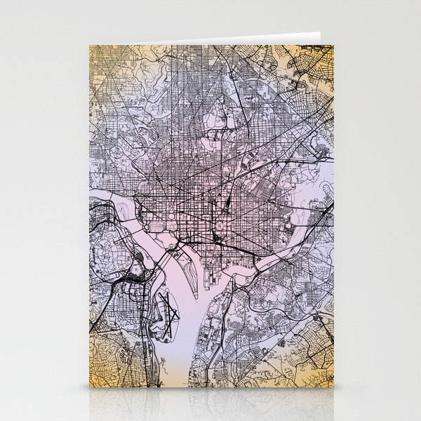 Washington DC - Gradient City Map Stationery Cards