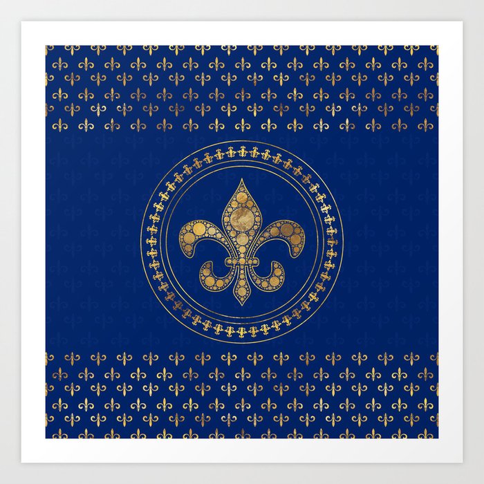 Fleur-de-lis - Gold and Royal Blue Art Print by Creativemotions | Society6
