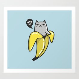 Cat in banana Art Print