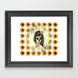 Sunflower Mask Skinny Tumbler Framed Art Print