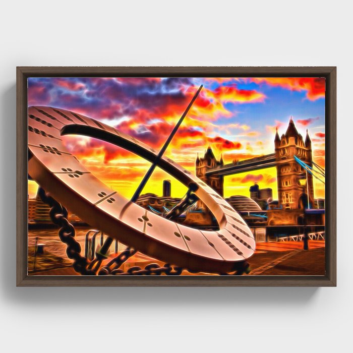 Tower bridge sundial with fun effect Framed Canvas