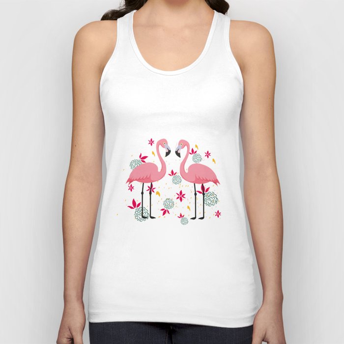 Flamingos pair pineapples tropical summer vibe Tank Top
